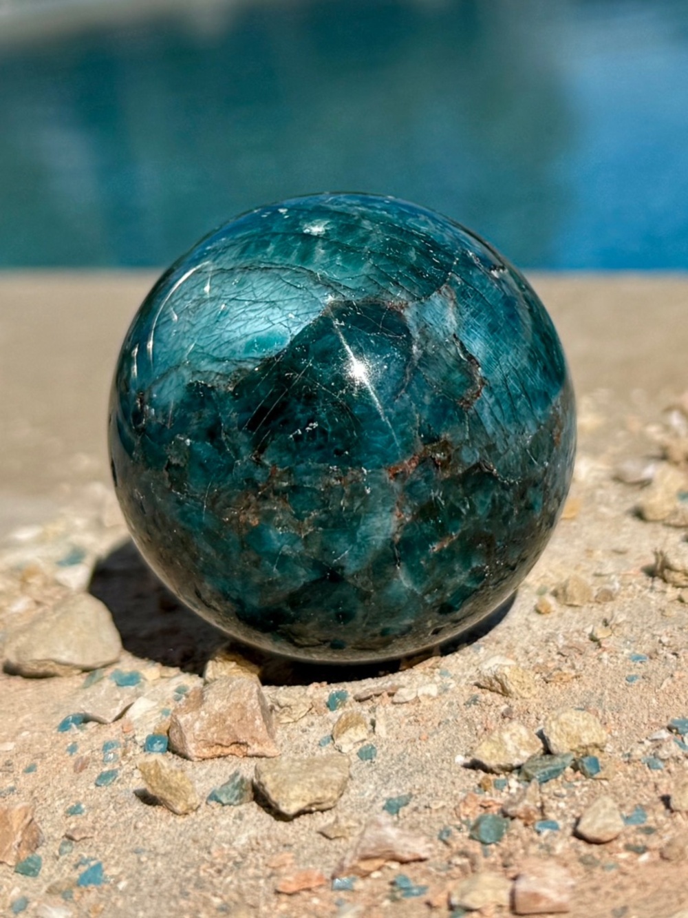 AAA Madagascar Ocean Blue Apatite Crystal Sphere/Royal Blue Global Earth Crystal